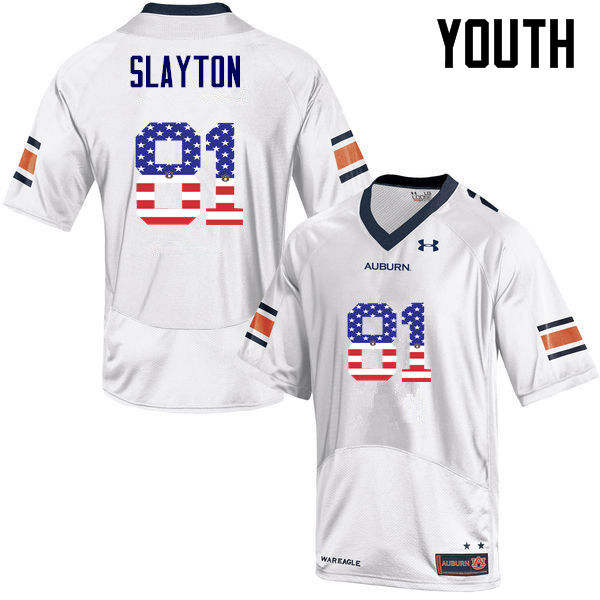 Auburn Tigers Youth Darius Slayton #81 White Under Armour Stitched College USA Flag Fashion NCAA Authentic Football Jersey EED4674WY